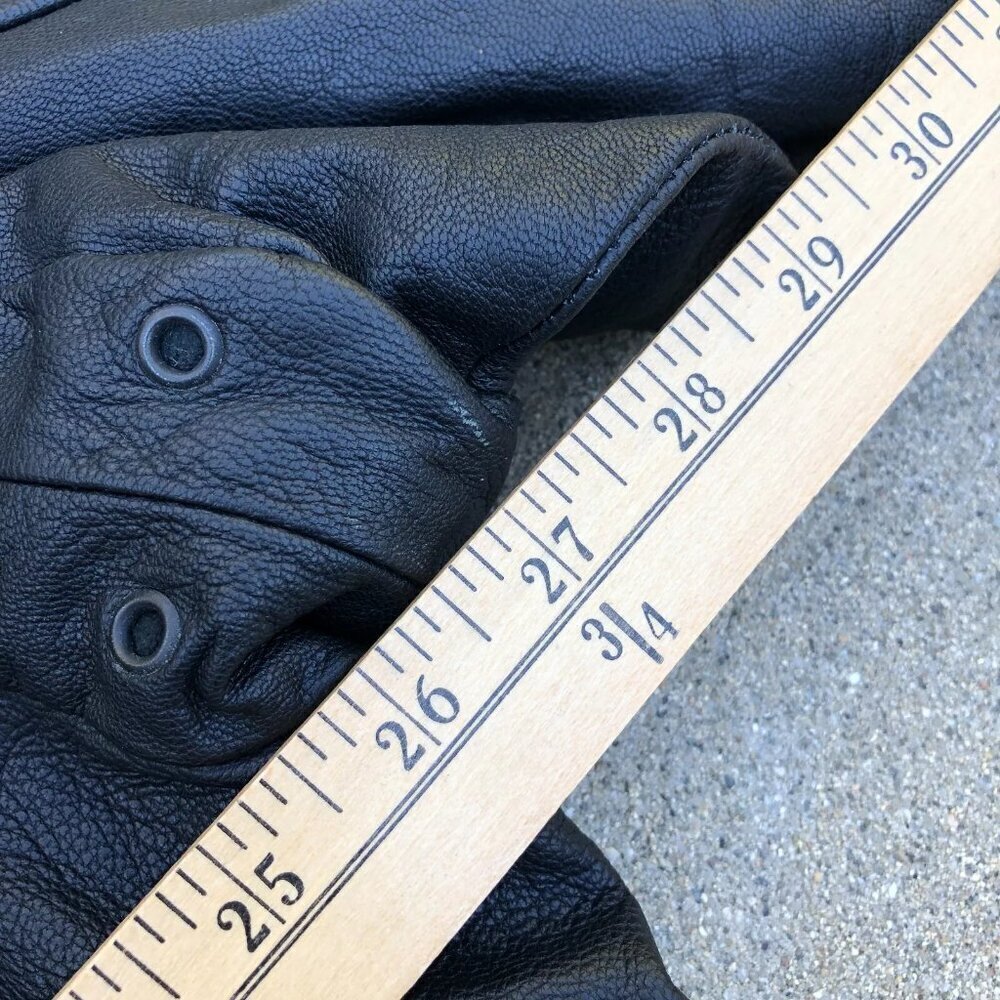 Vintage PHASE 2 Leather Bomber Jacket Men's XL Motorcycle Black Full Zip Coat - Picture 9 of 12